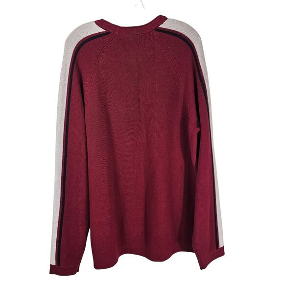 VTG Eddie Bauer Mens Sport Shop Crewneck Sweater Sz L Tall Red Blokecore 90s - Picture 2 of 9